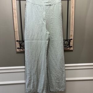 Chic Mint color Wide-Leg Trousers 100% linen  Small